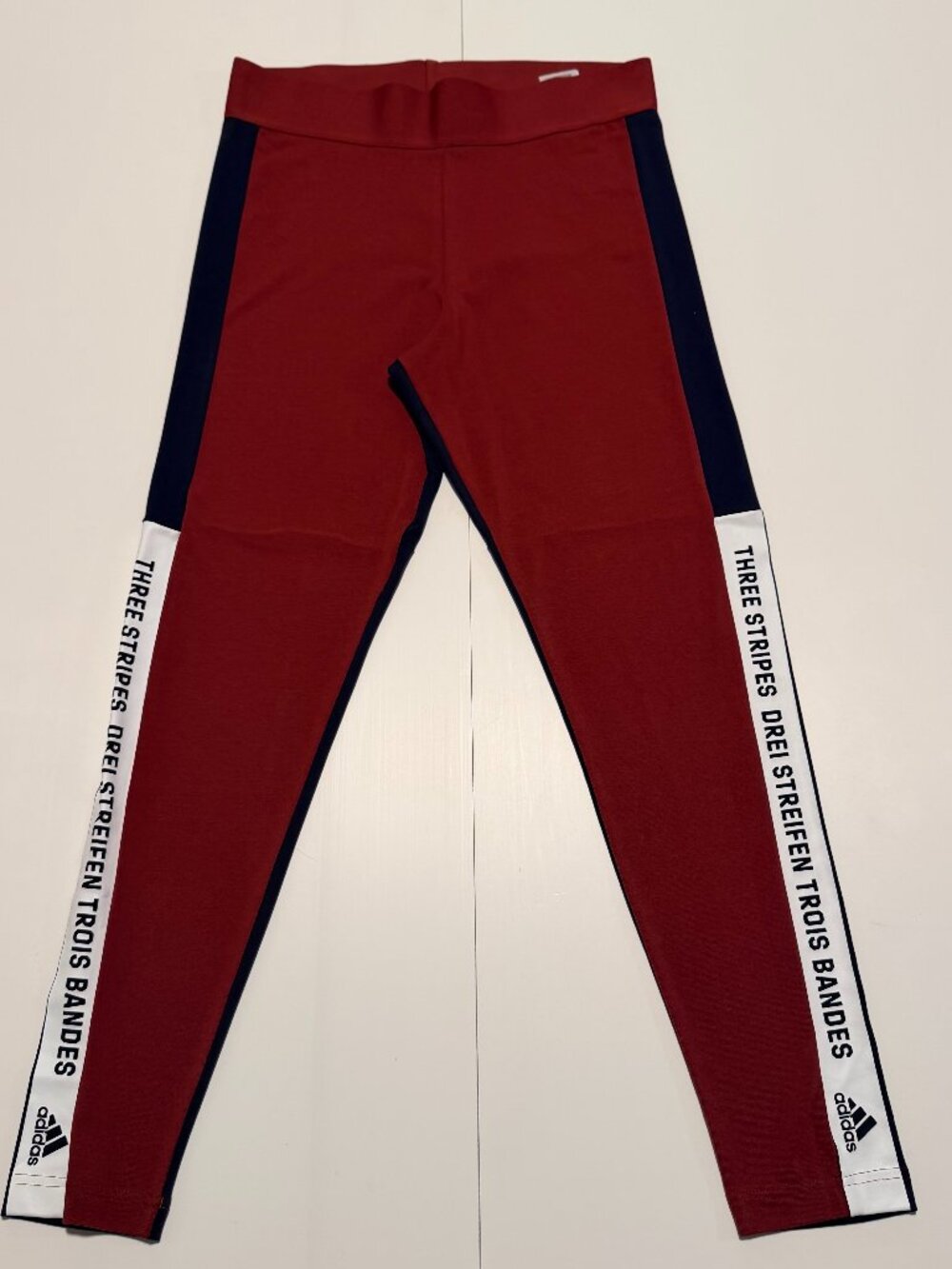 Adidas Women High Waisted Leggings Ruby Navy White Athletic Workout Activewear L
